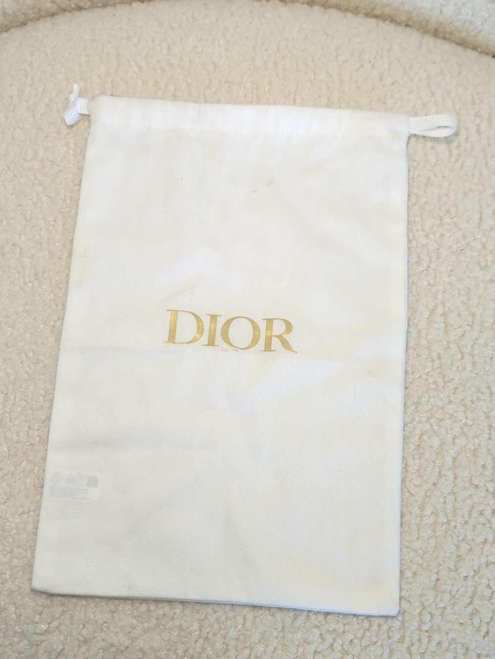 Dior White And Gold Dust Bag